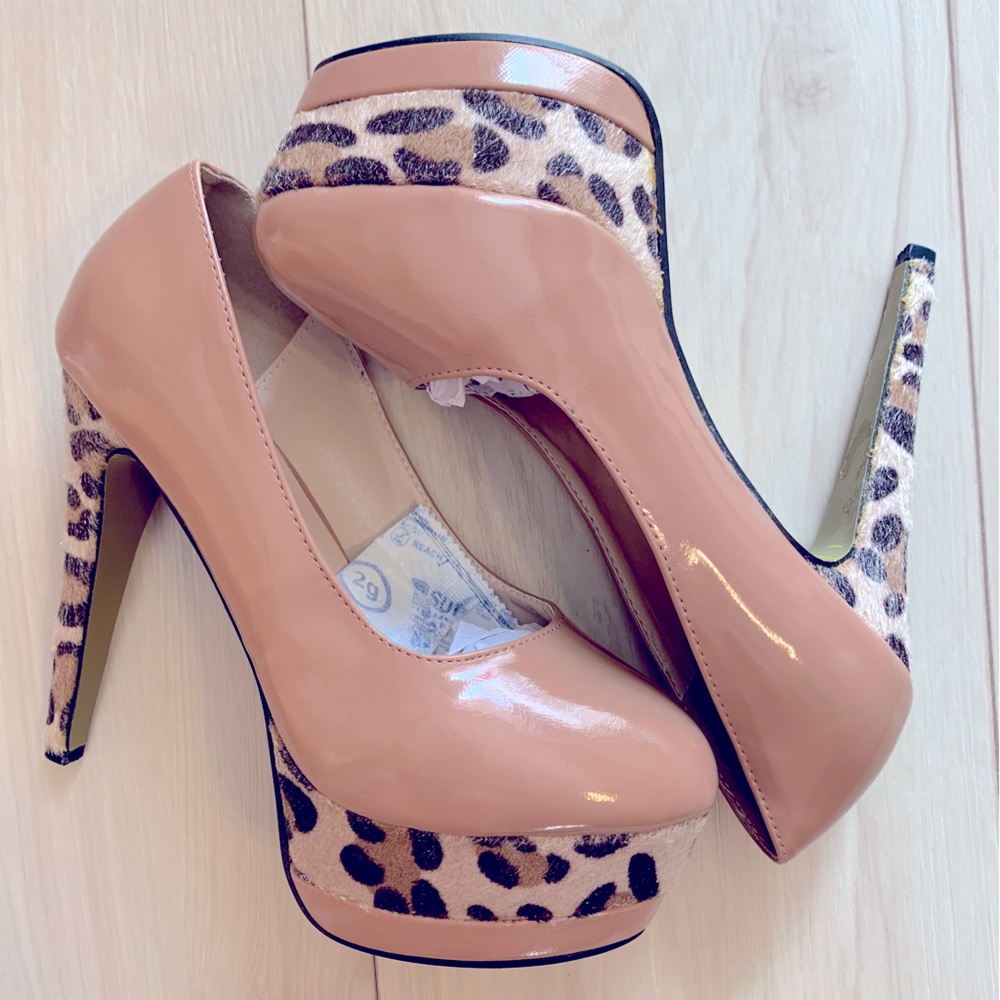 Tan Leopard Fur Print Stilettos